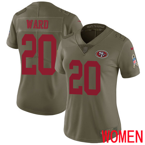 San Francisco 49ers Limited Olive Women Jimmie Ward NFL Jersey #20 2017 Salute to Service